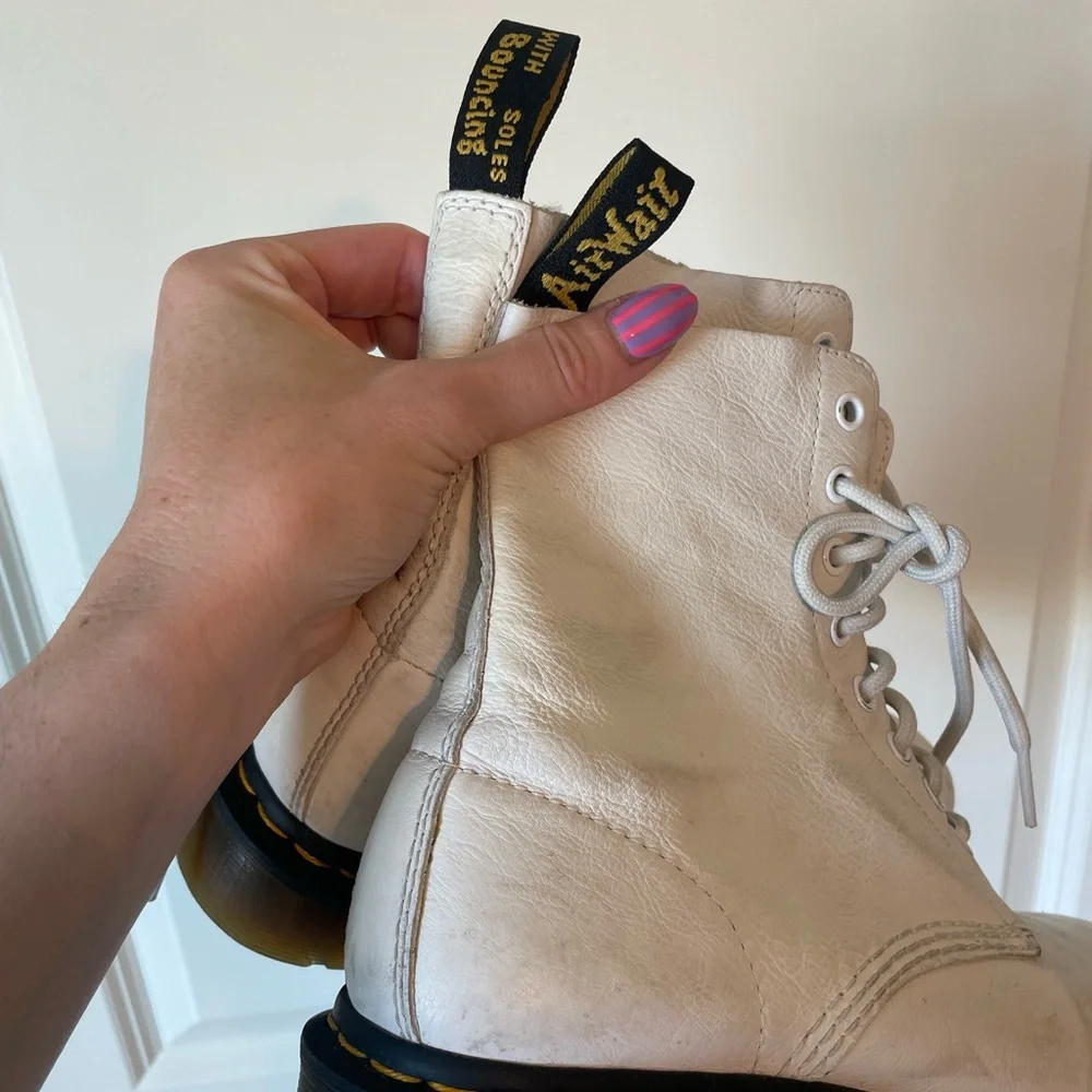 Dr. Martens White Combat Boots with Chunky Sole - Picture 4 of 5